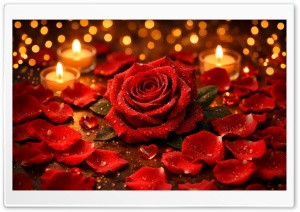 Valentines Day Red Rose, Romantic Atmosphere 4K UHD Wallpaper for Widescreen and UltraWide Desktop, UltraHD TV, Smartphone, Tablet