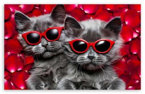 Valentines Day Vibes Stylish Kittens Relaxing on Rose Petals UltraHD Wallpaper for UHD 16:9 ; HD 16:9 ; UltraWide 21:9 24:10 32:9 32:10 ; Widescreen 16:10 5:3 ; Fullscreen 4:3 5:4 3:2 ; Mobile 9:16 9:19.5 10:16 2:3 3:5 3:4 ; Dual 16:10 5:3 16:9 4:3 5:4 3:2 ;