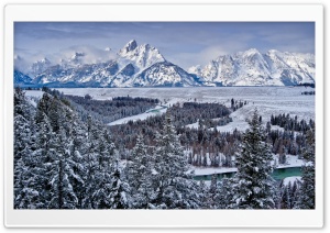 Valley River, Beautiful Mountains, Winter Ultra HD Wallpaper for 4K UHD Widescreen desktop, tablet & smartphone