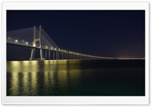 Vasco Da Gama Bridge at Night Ultra HD Wallpaper for 4K UHD Widescreen desktop, tablet & smartphone