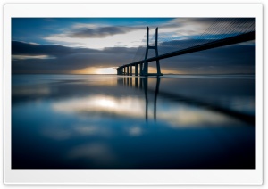 Vasco da Gama bridge, Lisbon, Portugal at sunrise Ultra HD Wallpaper for 4K UHD Widescreen desktop, tablet & smartphone