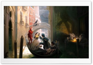 Venician Gondola Painting Ultra HD Wallpaper for 4K UHD Widescreen desktop, tablet & smartphone