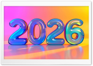 Vibrant 2026 New Year Colors 4K UHD Wallpaper for Widescreen and UltraWide Desktop, UltraHD TV, Smartphone, Tablet