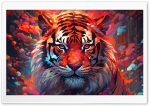 Vibrant Digital Tiger Ultra HD Wallpaper for 4K UHD Widescreen Desktop, Lockscreen, Screensaver, TV, Tablet, Smartphone