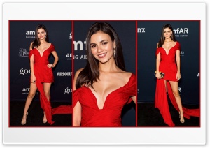 Victoria Justice 2019 Amfar Red Collage 4K UHD Wallpaper for Widescreen and UltraWide Desktop, UltraHD TV, Smartphone, Tablet