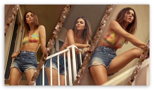 Victoria Justice 2021 Bikini Top Collage UltraHD Wallpaper for HD 16:9 ;