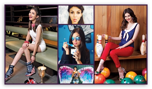 Victoria Justice Bowling Collage UltraHD Wallpaper for HD 16:9 ;