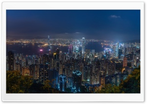 Victoria Peak Viewpoint, Hong Kong, City, Night, China 4K UHD Wallpaper for Widescreen and UltraWide Desktop, UltraHD TV, Smartphone, Tablet