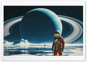 View of Saturn from Uranus Art 4K UHD Wallpaper for Widescreen and UltraWide Desktop, UltraHD TV, Smartphone, Tablet