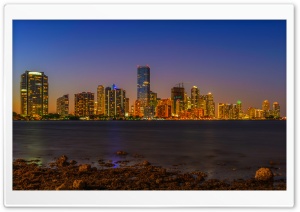 View of the skyline of Miami, Florida, USA 4K UHD Wallpaper for Widescreen and UltraWide Desktop, UltraHD TV, Smartphone, Tablet
