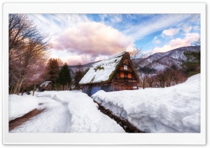 Village in Japan during Winter Ultra HD Wallpaper for 4K UHD Widescreen desktop, tablet & smartphone