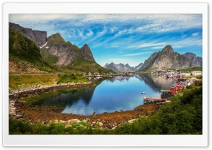 Village Mountains Lake Coast Ultra HD Wallpaper for 4K UHD Widescreen desktop, tablet & smartphone