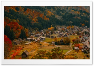 Village Retreat Among Mountains, Autumn 4K UHD Wallpaper for Widescreen and UltraWide Desktop, UltraHD TV, Smartphone, Tablet