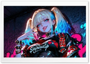 Villain Harley Quinn Anime 4K UHD Wallpaper for Widescreen and UltraWide Desktop, UltraHD TV, Smartphone, Tablet