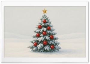 Vintage Christmas Tree Illustration 4K UHD Wallpaper for Widescreen and UltraWide Desktop, UltraHD TV, Smartphone, Tablet