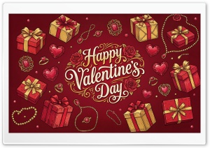 Vintage Valentines Day Background with Gifts and Roses 4K UHD Wallpaper for Widescreen and UltraWide Desktop, UltraHD TV, Smartphone, Tablet