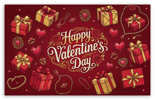 Vintage Valentines Day Background with Gifts and Roses UltraHD Wallpaper for UHD 16:9 ; HD 16:9 ; UltraWide 21:9 24:10 ; Widescreen 16:10 5:3 ; Fullscreen 4:3 5:4 3:2 ; Tablet 1:1 ;