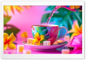 Vivid, Colorful, Teacup, Pouring, Refreshing 4K UHD Wallpaper for Widescreen and UltraWide Desktop, UltraHD TV, Smartphone, Tablet