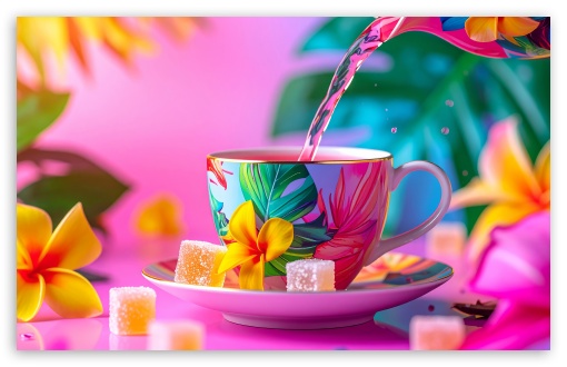 Vivid, Colorful, Teacup, Pouring, Refreshing UltraHD Wallpaper for UHD 16:9 ; HD 16:9 ; UltraWide 21:9 24:10 32:9 32:10 ; Widescreen 16:10 5:3 ; Fullscreen 4:3 5:4 3:2 ; Tablet 1:1 ; Dual 16:10 5:3 16:9 4:3 5:4 3:2 ;