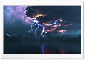Volcano Eruption Lightning Ultra HD Wallpaper for 4K UHD Widescreen desktop, tablet & smartphone