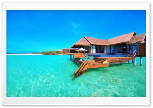 Water Bungalows On A Tropical Island Ultra HD Wallpaper for 4K UHD Widescreen desktop, tablet & smartphone