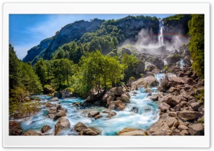 Waterfall Creating a Stream 4K UHD Wallpaper for Widescreen and UltraWide Desktop, UltraHD TV, Smartphone, Tablet
