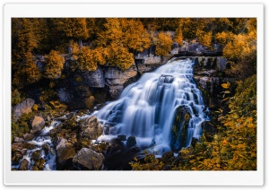Waterfall, Golden Autumn Ultra HD Wallpaper for 4K UHD Widescreen desktop, tablet & smartphone