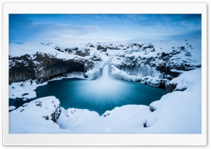 Waterfall In Winter Time Ultra HD Wallpaper for 4K UHD Widescreen desktop, tablet & smartphone