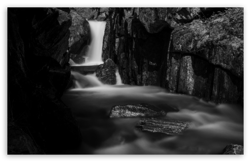 Waterfall Senja Norway Long Exposure Black and White UltraHD Wallpaper for UHD 16:9 ; HD 16:9 ; UltraWide 21:9 24:10 ; Widescreen 16:10 ; Tablet 1:1 ;
