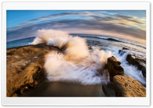 Wave Crashing on Rock Ultra HD Wallpaper for 4K UHD Widescreen desktop, tablet & smartphone