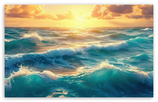 Waves, Golden Sky, Art UltraHD Wallpaper for UHD 16:9 ; HD 16:9 ; UltraWide 21:9 24:10 ; Widescreen 16:10 5:3 ; Fullscreen 4:3 5:4 3:2 ; Tablet 1:1 ; Mobile 9:16 9:19.5 9:20 9:21 9:22 10:16 2:3 3:5 3:4 ;