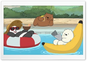 We Bare Bears, Swimming Pool Ultra HD Wallpaper for 4K UHD Widescreen Desktop, Lockscreen, Screensaver, TV, Tablet, Smartphone