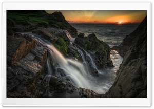 Welcombe Mouth Waterfall, Sea Ultra HD Wallpaper for 4K UHD Widescreen desktop, tablet & smartphone