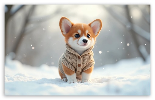 Welsh Corgi Pembroke Puppy in the Snow UltraHD Wallpaper for UHD 16:9 ; HD 16:9 ; UltraWide 21:9 24:10 32:9 32:10 ; Widescreen 16:10 5:3 ; Fullscreen 4:3 5:4 3:2 ; Tablet 1:1 ; Mobile 9:16 9:19.5 9:20 10:16 2:3 3:5 3:4 ; Dual 16:10 5:3 16:9 4:3 5:4 3:2 ;