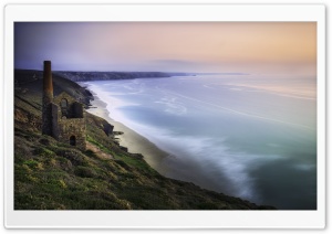 Wheal Coates Tin Mine Cornwall Panoramic View Ultra HD Wallpaper for 4K UHD Widescreen desktop, tablet & smartphone