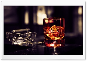 Whisky Glass With Cigar On The Table Ultra HD Wallpaper for 4K UHD Widescreen desktop, tablet & smartphone