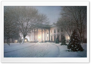 White House Winter Painting Ultra HD Wallpaper for 4K UHD Widescreen desktop, tablet & smartphone