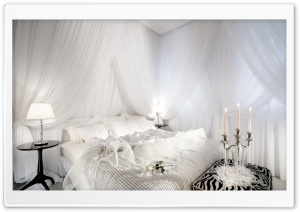 White Romantic Bedroom Ultra HD Wallpaper for 4K UHD Widescreen desktop, tablet & smartphone