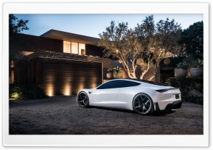 White Tesla Roadster Electric Supercar, Home Ultra HD Wallpaper for 4K UHD Widescreen desktop, tablet & smartphone