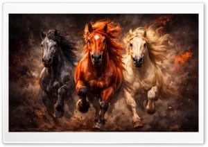 Wild Stampede of Running Horses Art 4K UHD Wallpaper for Widescreen and UltraWide Desktop, UltraHD TV, Smartphone, Tablet