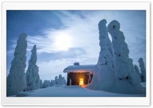 Wilderness Hut, Winter, Finland, Snowy Landscape Ultra HD Wallpaper for 4K UHD Widescreen desktop, tablet & smartphone