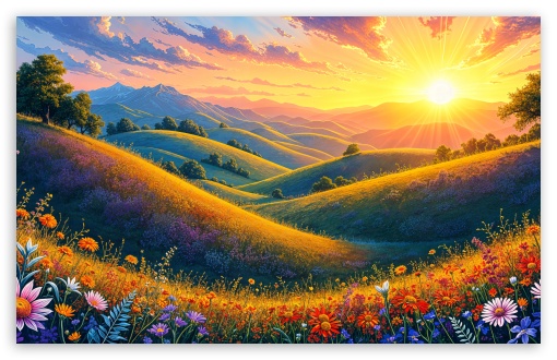 Wildflower Meadow Landscape Drawing UltraHD Wallpaper for UHD 16:9 ; HD 16:9 ; UltraWide 21:9 24:10 32:9 32:10 ; Widescreen 16:10 5:3 ; Fullscreen 4:3 5:4 3:2 ; Tablet 1:1 ; Mobile 9:16 9:19.5 9:20 9:21 9:22 10:16 2:3 3:5 3:4 ; Dual 16:10 5:3 16:9 4:3 5:4 3:2 ;