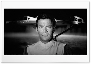 William Shatner Admiral Kirk VI BW 4K UHD Wallpaper for Widescreen and UltraWide Desktop, UltraHD TV, Smartphone, Tablet