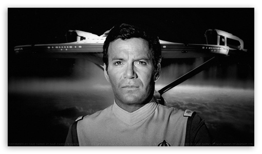 William Shatner Admiral Kirk VI BW UltraHD Wallpaper for HD 16:9 ;