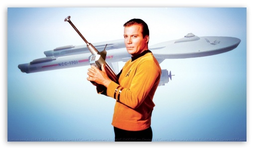 William Shatner Captain Kirk and The Enterprise UltraHD Wallpaper for HD 16:9 ;