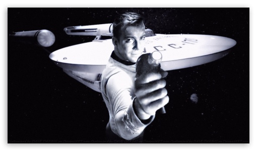 William Shatner Captain Kirk and The Enterprise II UltraHD Wallpaper for HD 16:9 ;