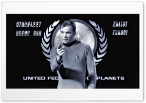 William Shatner Captain Kirk Enlistment Poster 4K UHD Wallpaper for Widescreen and UltraWide Desktop, UltraHD TV, Smartphone, Tablet