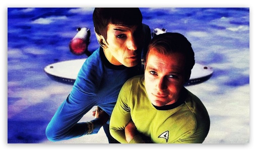 William Shatner Spock and Kirk Ver 2 UltraHD Wallpaper for HD 16:9 ;