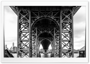 Williamsburg Bridge Black and White Ultra HD Wallpaper for 4K UHD Widescreen desktop, tablet & smartphone