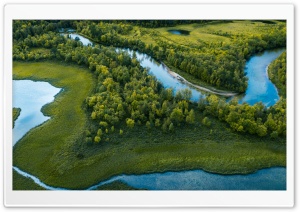 Winding River Through Green Forest 4K UHD Wallpaper for Widescreen and UltraWide Desktop, UltraHD TV, Smartphone, Tablet